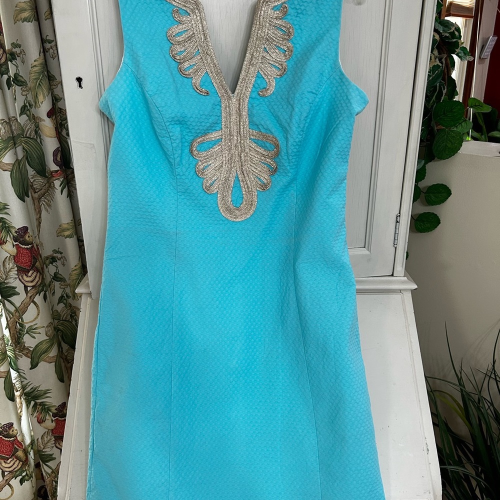 Lilly Pulitzer  Janice dress turquoise/gold size 6